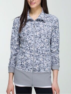 lululemon athletica Silver Floral-Print Full-Zip Jacket